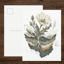 Botanical Poppy Flower Cottagecore Art