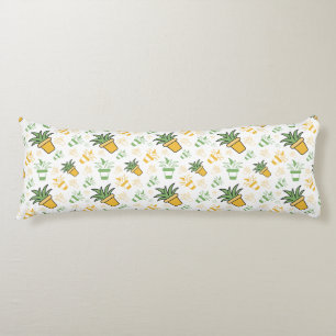 Botanical potted plant seamless pattern body pillow