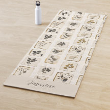 Botanical Pressed Flowers Beige Vintage Name 