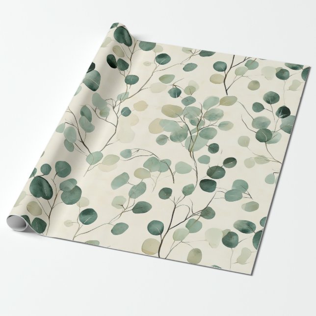 Botanical Pressed Leaves Pattern – Fern Print (2) Wrapping Paper (Unrolled)