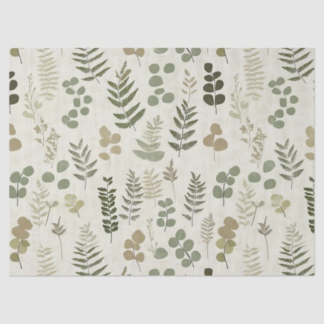 Botanical Pressed Leaves Pattern – Fern Print (3) Tissue Paper (Front)