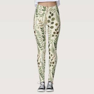 Botanical Pressed Leaves Pattern – Fern Print Leggings