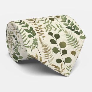 Botanical Pressed Leaves Pattern – Fern Print Tie