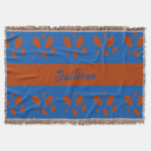 Botanical Pretty Brown Leaves on Royal Blue Design