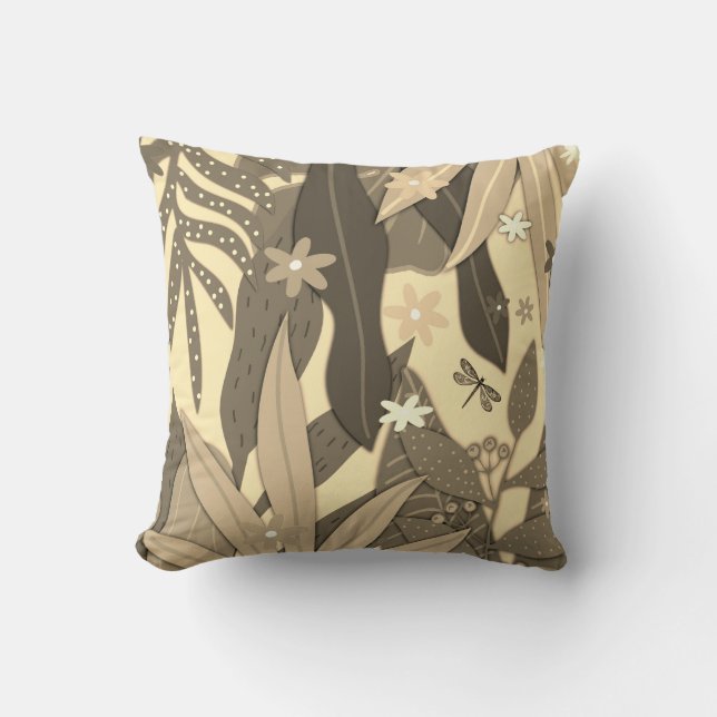 Botanical Print #12 Sepia Throw Pillow (Front)