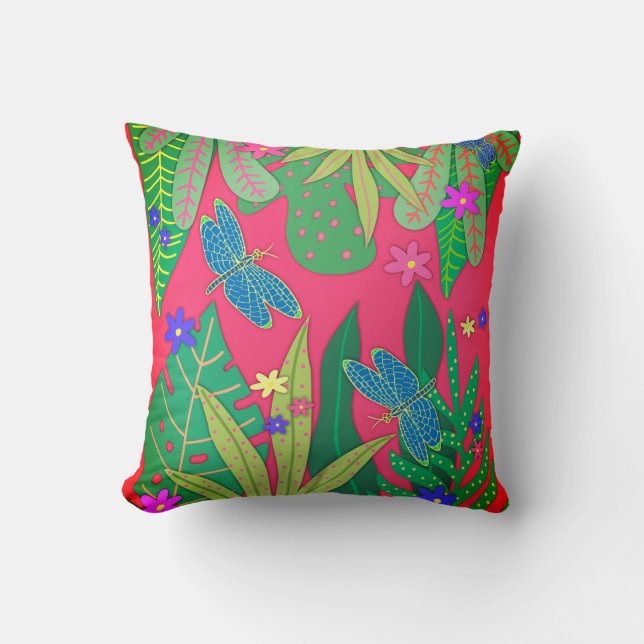 Botanical Print #14 Sangria Throw Pillow (Front)