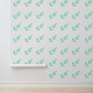 Botanical Print Green Leaves Patterns Garden White Wallpaper