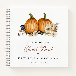Botanical Pumpkin Rustic Autumn Wedding Guestbook Notebook