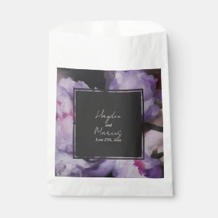 Botanical Purple Floral Grey Wedding Favour Bag