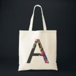 Botanical Purple Flowers Letter A Monogram Tote Bag<br><div class="desc">Botanical Purple Flowers Letter A Monogram Tote Bag | Modern and elegant monogram tote bag featuring watercolor illustration of flowers with a charcoal background. This botanical tote bag will be a perfect personalized gift. Other letters and colours are available.</div>