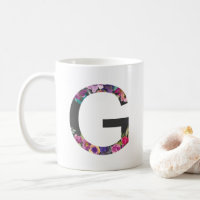 Botanical Purple Flowers Letter G Monogram