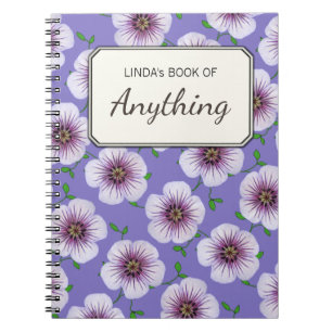 Botanical Purple Flowers on any Colour Notebook