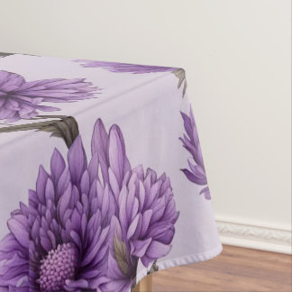 Botanical purple flowers pattern tablecloth