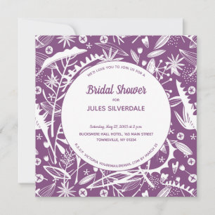 Botanical Purple Foliage Bridal Shower Invitation
