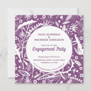 Botanical Purple Foliage Engagement Party Invitation