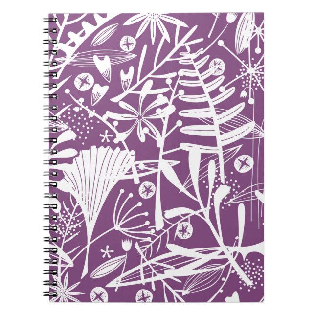 Botanical Purple Foliage Pattern Notebook (Front)
