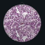 Botanical Purple Modern Dartboard<br><div class="desc">Modern botanical leaf and flower pattern in white on a purple background.  Original art by Nic Squirrell.</div>