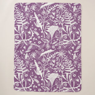 Botanical Purple Modern Sherpa Blanket
