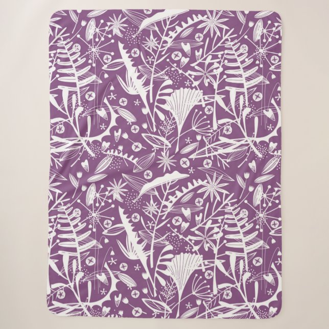 Botanical Purple Modern Sherpa Blanket (Front)