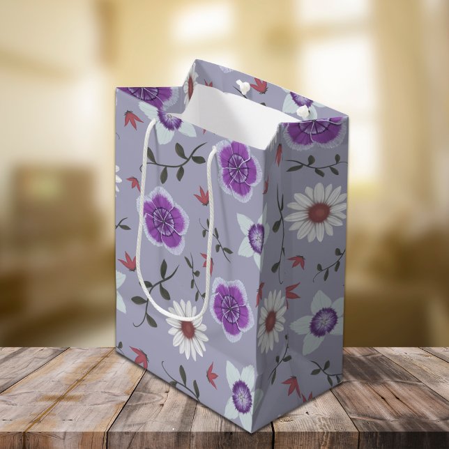 Botanical Purple Modern Wildflower Medium Gift Bag (Creator Uploaded)