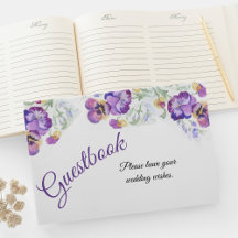 Botanical purple pansies Guest Book