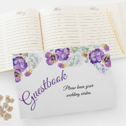 Botanical purple pansies Guest Book