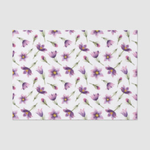 Botanical Purple Watercolor Flowers Pattern Tissue Paper