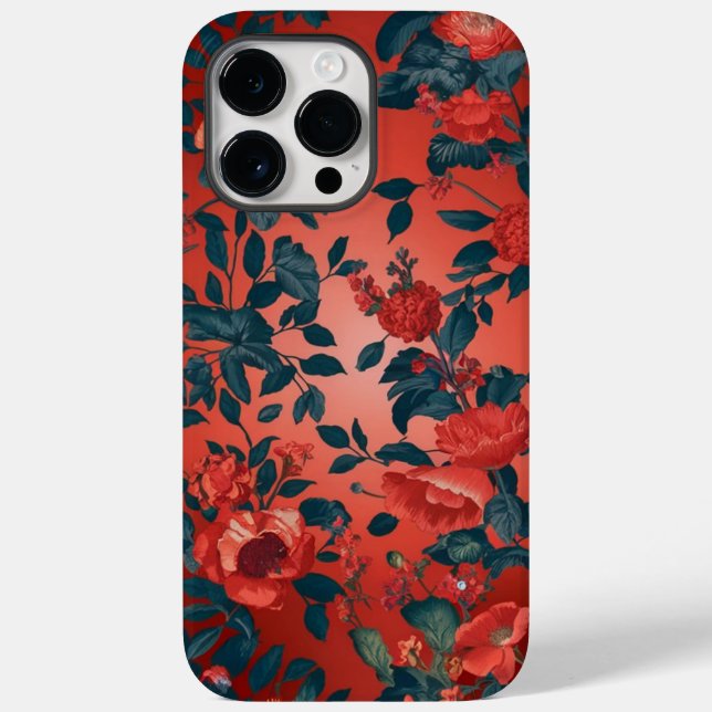 Botanical Red Background Floral Case-Mate iPhone Case (Back)