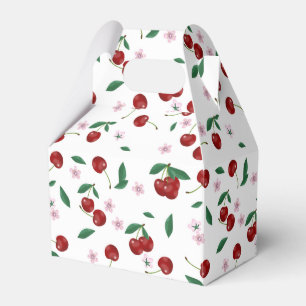 Botanical Red Cherries Greenery & Blossoms  Favor Box