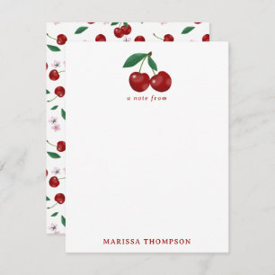 Botanical Red Cherries Greenery & Cherry Blossoms  Card
