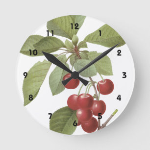 Botanical Red Cherries Round Clock