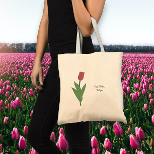 Botanical Red Tulip Pastel Flower  Tote Bag