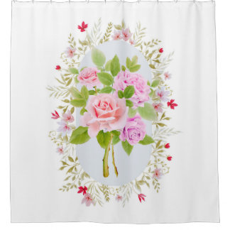 Botanical Rose Floral Shower Curtain