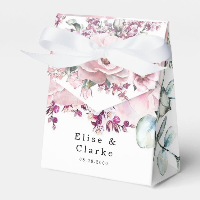 Botanical Rose Gold Floral Eucalyptus Wedding Favor Box (Front Side)