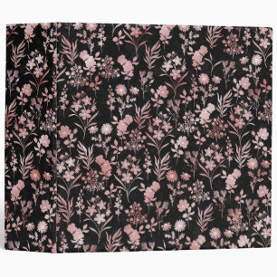 Botanical Rose Gold Flowers Pattern Binder