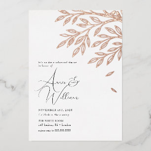 Botanical Rose Gold Leaf Rehearsal Dinner 