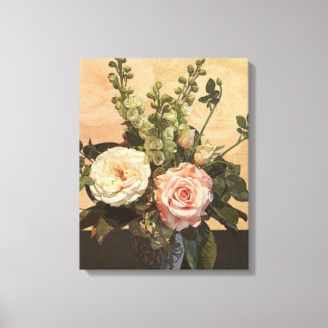 Botanical Rose Painting Canvas Print (Front)