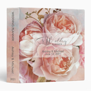 Botanical Rose Peony Watercolor Wedding Planner Binder