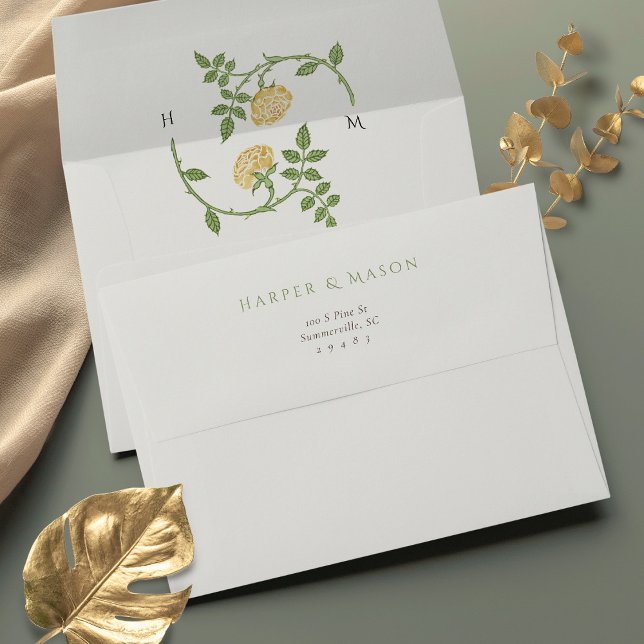 Botanical Rose Vine Wedding Envelope Set (Creator Uploaded)