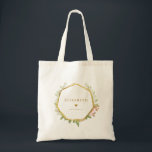 Botanical Rose Wreath Bridesmaid Tote Bag<br><div class="desc">Create your own custom personalized tote bag with the name of your bridesmaid. Elegant greenery and rose botanicals with faux gold heart will make a pretty and practical gift.</div>