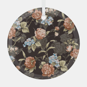 Botanical roses: abstract floral pattern. glass ornament