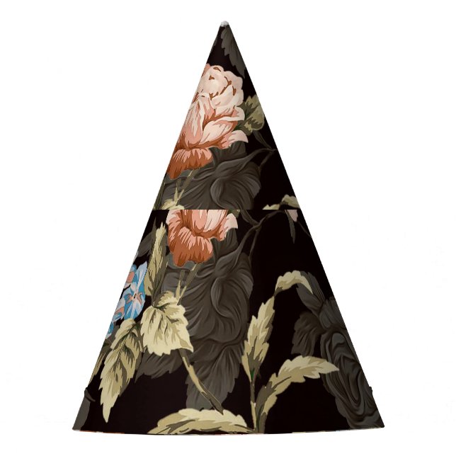 Botanical roses: abstract floral pattern. party hat (Front)