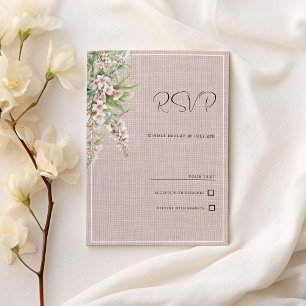 Botanical rustic blush pink mint floral RSVP Invitation