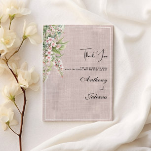 Botanical rustic blush pink mint floral Thank You Invitation