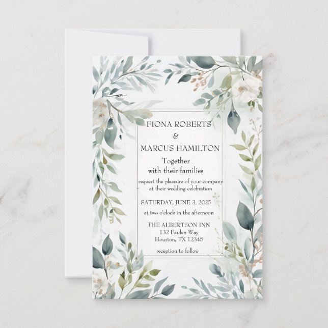 Botanical Rustic Floral Save the Date Card (Front)