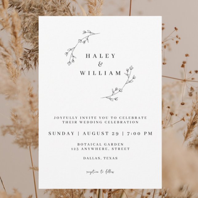 Botanical Rustic Minimalist Script Chic Classic Invitation (Creator Uploaded)