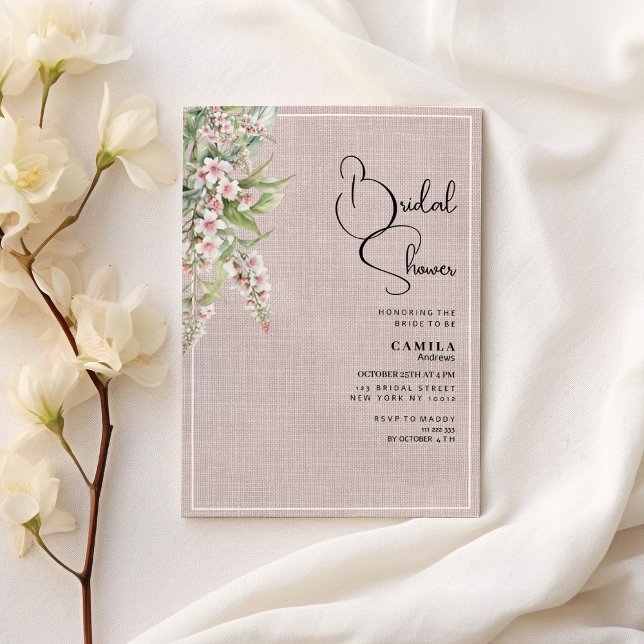Botanical rustic pink mint floral Bridal Shower Invitation (Botanical rustic pink mint floral Bridal Shower)