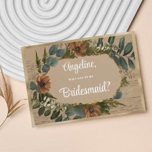 Botanical rustic woodland floral Bridesmaid  Invitation