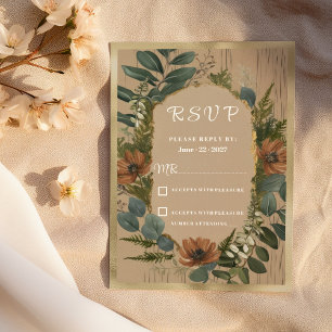 Botanical rustic woodland floral RSVP  Invitation
