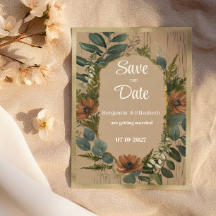 Botanical rustic woodland floral Save the Date Invitation